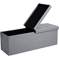 SONGMICS Banqueta de Almacenamiento- Baul con Tapa Abatible- Asiento Plegable- para Cama- Dormitorio y Pasillo- Ahorro…